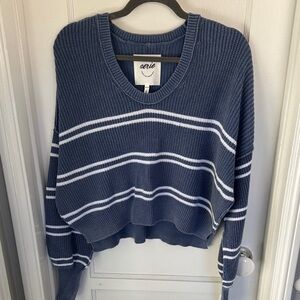 Aerie Blue and White Striped Sweater Sz XS